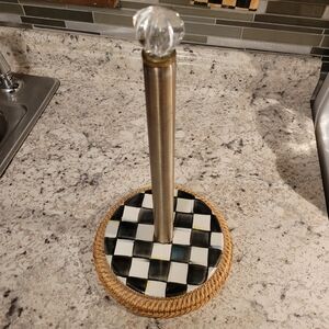 MacKenzie-Childs Courtly Check/Wicker Paper Towel Holder